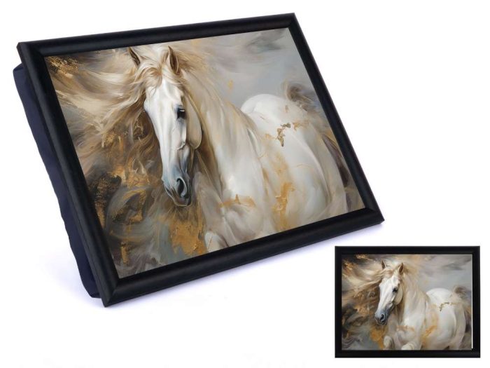 COUSSIN DE LECTURE CHEVAL BLANC DORÉ