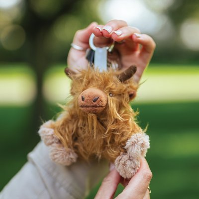 Porte-clés en peluche vache des highlands