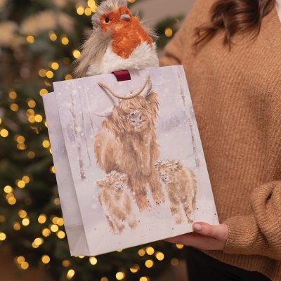Grand sac cadeau noël vache des highlands