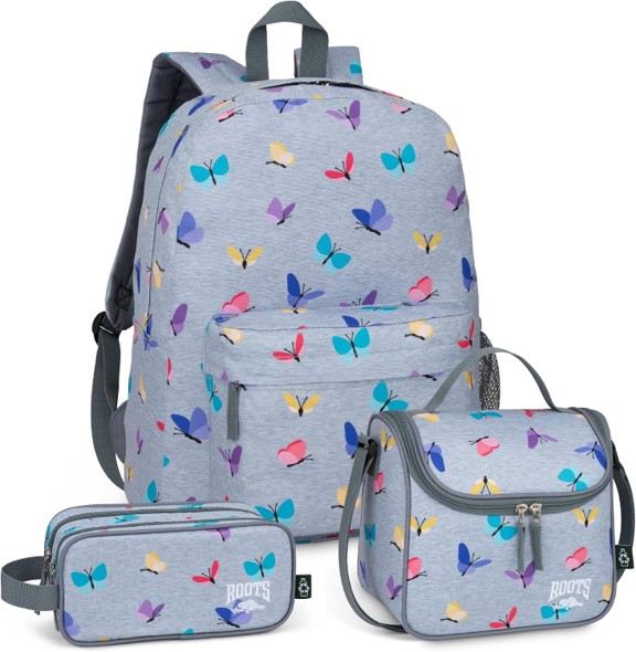 Ensemble de sac a dos, boite a lunch et étui papillon