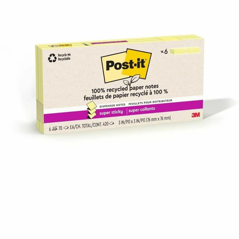 Image Feuillets recyclés Post-it® Super Sticky - Jaune canari