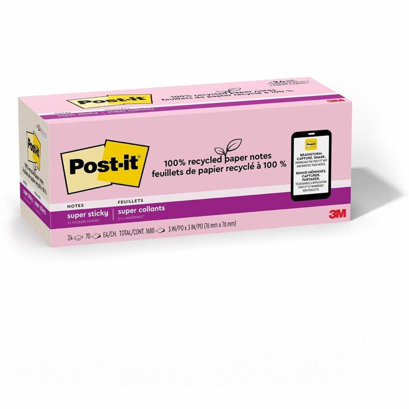 Image Feuillets recyclés Post-it® Super Sticky - La vie en pastel