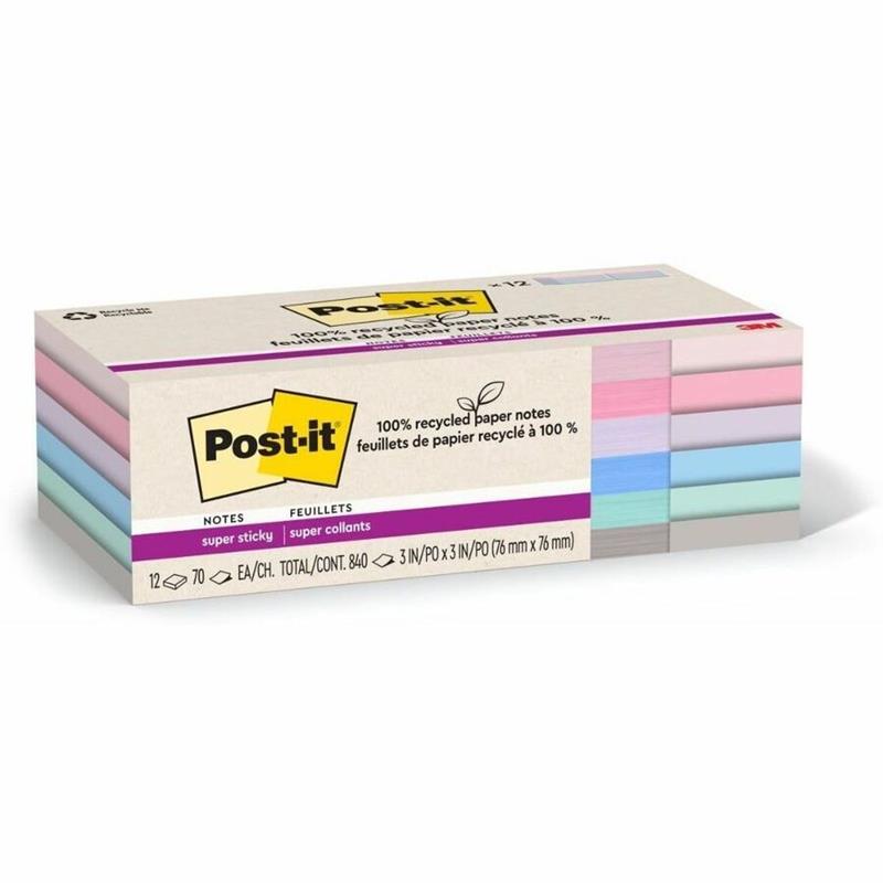 Image Feuillets recyclés Post-it® Super Sticky - La vie en pastel