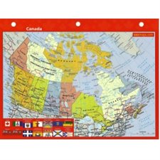 Carte le monde  /  Canada laminée trouée 8 1 / 2 X 11