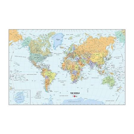 Le monde : Carte murale avec index : 69 cm X 99 cm (27 " X 39 ")