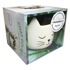 Coffret chat pousse ... et chat décore : Coffret comprenant 1 guide + 1 pot en forme de tête de chat