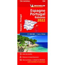 Carte routière et touristique # 734 : Espagne, Portugal, Baleares 2022