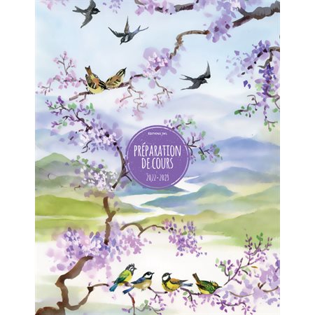 S6C+3+10 / 108 : 2022 : Semainier 6 périodes + 3 acétates + 10 feuilles lignées, couverture Oiseaux sur branche