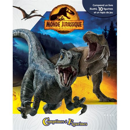 Monde jurassique : Comptines et figurines : Coffret comprenant 1 livre + 10 figurines + 1 tapis