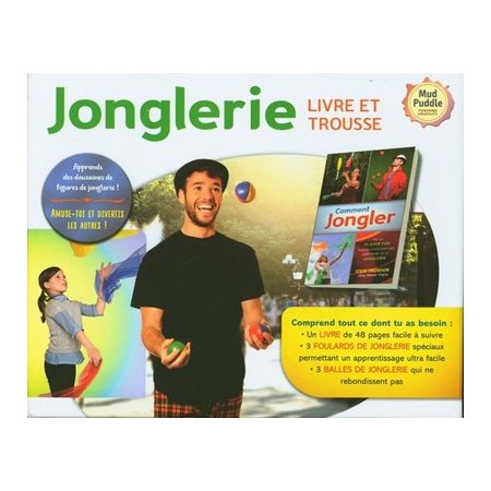 Jonglerie : Coffret : 3 foulards de jonglerie + 3 balles de jonglerie + 1 livre de 48 pages Livre et trousse