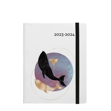 Agenda 2023-24 : Melville baleines annuel : 1 semaine  /  2 pages : D'août 2023 à juillet 2024 : Couverture souple et élastique