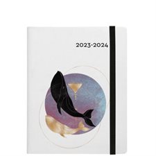 Agenda 2023-24 : Melville baleines annuel : 1 semaine  /  2 pages : D'août 2023 à juillet 2024 : Couverture souple et élastique