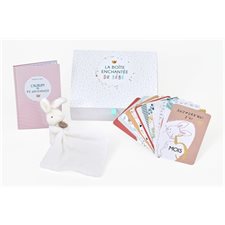 La boîte enchantée de bébé : Comprend 1 doudou-lapin, 1 album de ta naissance; des cartes étapes + 1 boîte-coffret