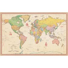 Carte Le Monde Antique : Carte laminée : Carte de couleurs et style antique : 31" X 49"