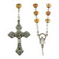 CHAPELET COEUR EN VERRE JAUNE 18"