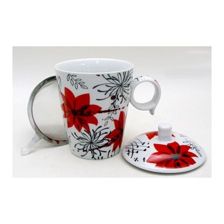 TISANIERE FLEURS ROUGES