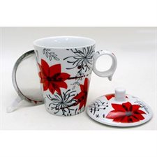 TISANIERE FLEURS ROUGES