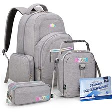 SAC A DOS + ETUI + LUNCH GRIS