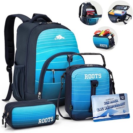 SAC A DOS +ETUI+ LUNCH BLEU