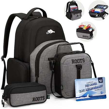 SAC A DOS +ETUI+ LUNCH GRIS / NOIR