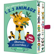 Mon premier jeu de 1, 2, 3 animaux : Jeux de cartes : Dès 3 ans; 10 minutes; 2 à 4 joueurs; 33 cartes et 11 posters