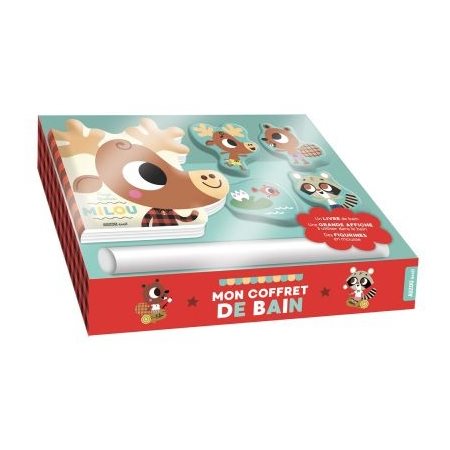 Milou le caribou : Mes amis du bain : 1 livre de bain + 1 jouet de bain + figurines en mousse + 1 af