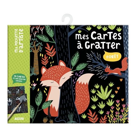 Forêt : 5 ans et + : Ma pochette d'artiste : Mes cartes à gratter : 10 cartes et un crayon en bois