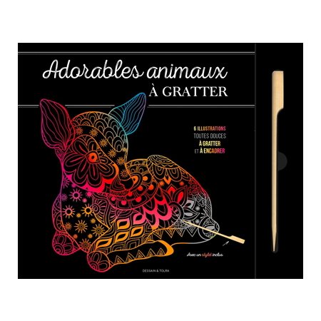 Adorables animaux à gratter : 6 illustrations toutes douces à gratter et à encadrer