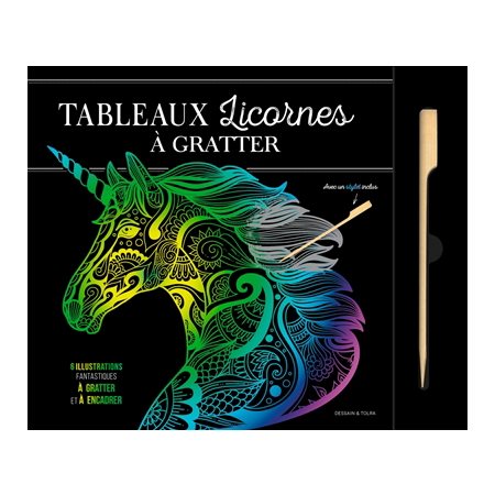 Tableaux licornes à gratter : 6 illustrations fantastiques à gratter et à encadrer