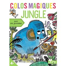 Jungle : Colos magiques : 10 cartes à colorier + 1 livret + 1 pinceau + 1 pochette