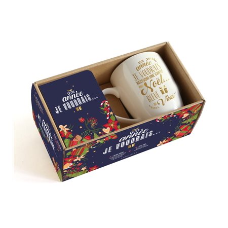 Cette année, je voudrais ... : Coffret avec 1 livre whishlists + 1 mug