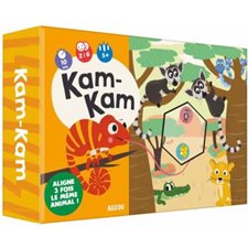 Kam-kam : 5 ans et + , 10 min, 2  /  6 joueurs : Aligne 3 fois le même animal !