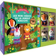 Les mini-héros de la jungle magique : À partir de 1 ans : 1 livre de 4 histoires + 4 marionnettes à