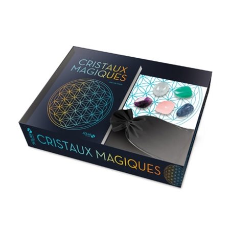 Cristaux magiques : Coffret comprenant 1 livre + 1 fleur de vie + 5 cristaux : Quartz rose, blanc, s