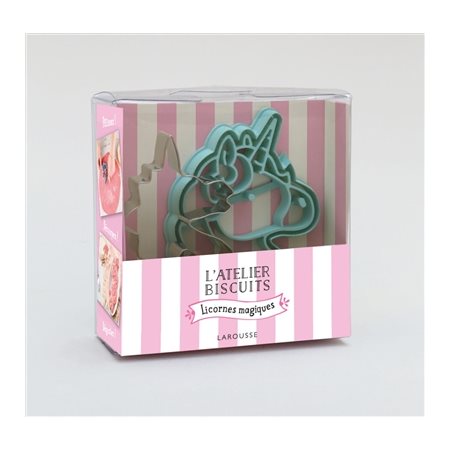 L'atelier biscuits licornes magiques : Coffret avec 1 livre + 1 emporte-piêce en relief + 1 autre po