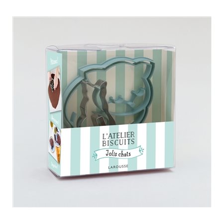 L'atelier à biscuits jolis chats : Coffret avec 1 livre + 1 emporte-piêce en relief + 1 pour 1 tasse