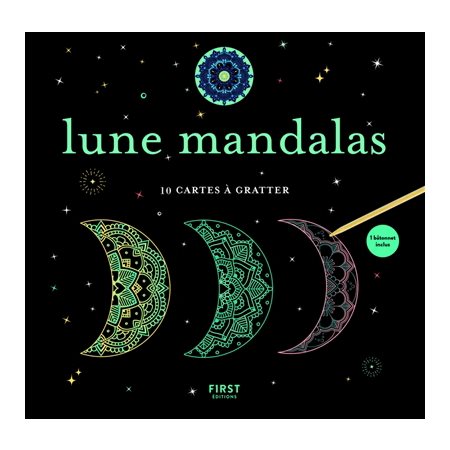 Lune mandalas : 10 cartes à gratter : 1 bâtonnet inclut