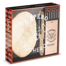 L'apéro bûcheron : Coffret comprenant : 1 livre de recettes + 1 planche à découper + piqes apéros + scie à saucisson