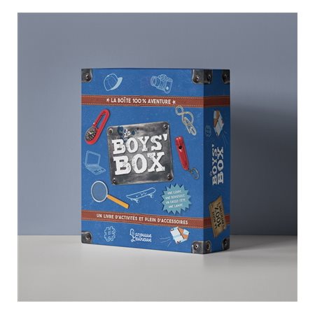 La Boys' box : Coffret avec 1 livre d'activités + 1 loupe + 1 boussole + 1 casse-tête + 1 lampe, etc