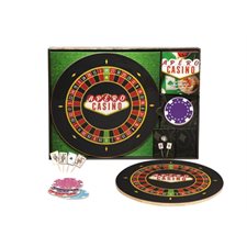 Apéro casino : Coffret avec 1 livre de recettes + 1 plateau tournant en bois + 8 sous-verres + 25 pi