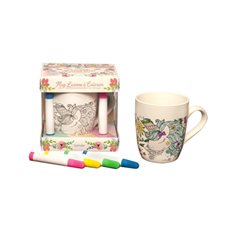 Mug licorne à colorier : Coffret avec 1 livre de coloriages + 1 mug à colorier + 4 feutres