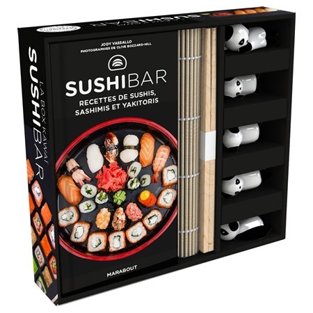 La box kawaï sushibar : Coffret avec 1 livre de recettes + baguettes japonaises + porte-baguettes ka