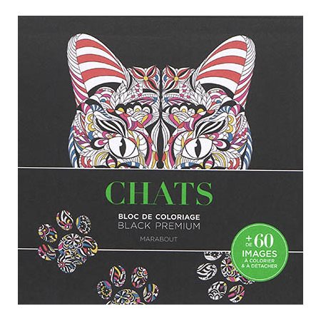 Chats : Bloc de coloriage black premium : + de 60 images à colorier & à détacher