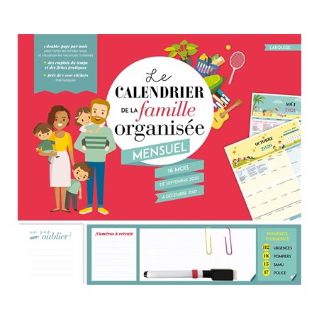 Le calendrier de la famille organisée 2020 - 2021 : Mensuel : 16 mois de septembre 2020 à décembre 2