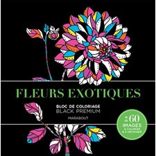 Fleurs exotiques : Bloc de coloriage : Black premium