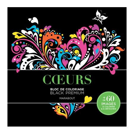 Coeurs : Bloc de coloriage : Black premium