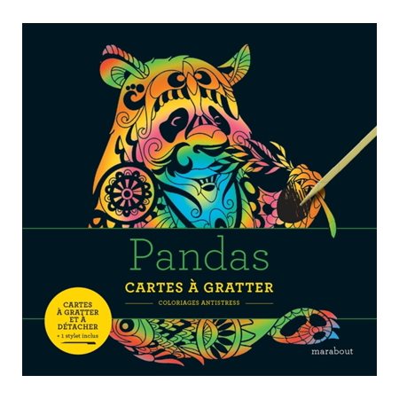 Pandas : Cartes à gratter : Coloriages à gratter antistress