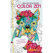 Color zen : Mon kit d'activités : Avec 12 crayons; 1 bloc de jeux + 1 bloc de coloriages