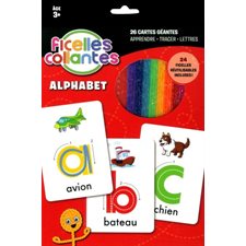 Ficelles collantes : Alphabet : 26 cartes géants + 24 ficelles réutilisables incluses !