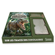 Sur les traces des dinosaures : Coffret : 1 documentaire de 64 pages + 1 squelette de diplodocus à d